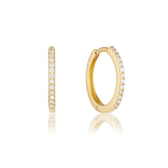Lily & Roo Gold Diamond Style Slim Medium Huggie Hoop Earrings