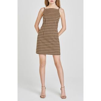 Wayf Hallie Plaid Sheath Minidress in Brown Plaid at Nordstrom Rack, Size X-Large