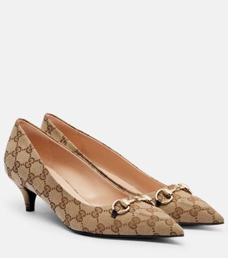 Gucci Erin GG Canvas Horsebit 45 pumps
