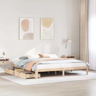 vidaXL Estructura De Cama Con Cajones Madera Maciza De Pino 200x200 Cm Vidaxl