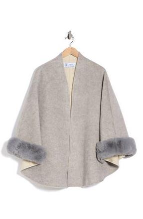 La Fiorentina Faux Fur Trim Caplet in Grey at Nordstrom Rack, Size Medium