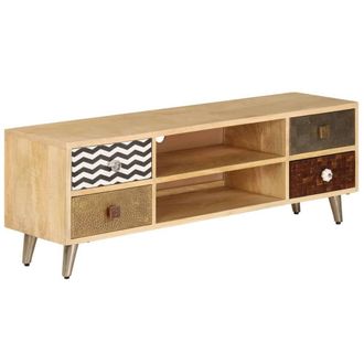Berkfield Home TV Cabinet 120x30x40 cm Solid Mango Wood in Light Tan | Size: 120 x 30 x 40 cm