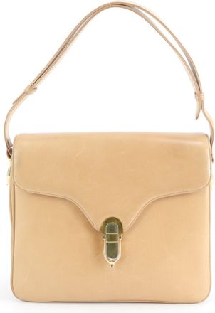 Gucci Beige Leather Shoulder Bag Tote Bag (Pre-Owned)