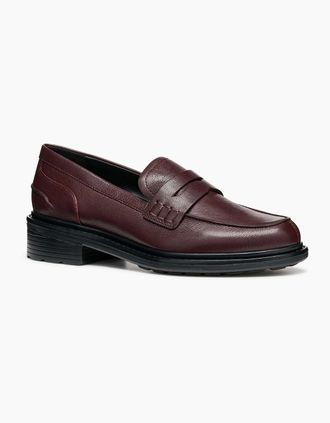 Geox Womens Geox D Walk Pleasure F Leather Womens Wine Moccasins Shoes - Red - Size: 7.5