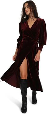 Belle & Bloom Current Mood Velvet Wrap Dress in Burgundy at Nordstrom, Size X-Small Au