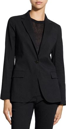 Theory Linen Blend Staple Blazer in Black at Nordstrom, Size 18