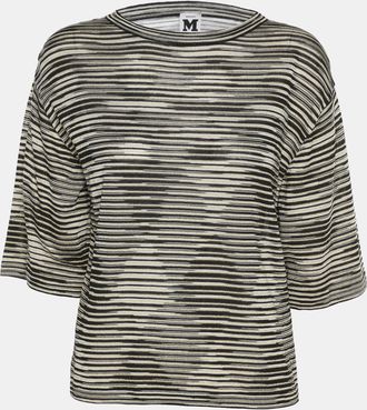 M Missoni Multicolor Stripe Rib Knit Long Sleeve Top