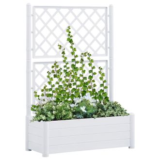 vidaXL Jardinera Con Enrejado Pp Blanca 100x43x142 Cm Vidaxl