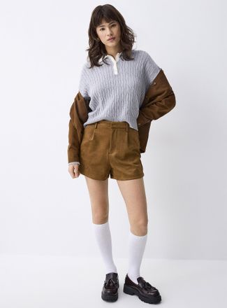 Twik Womens Brown faux suede short