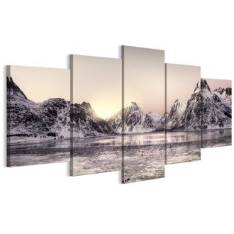 OEM Quadro Su Tela Italiana 100 X 50 Cm Pentattico - Stile Scandinavo - Natura Quadro Su Tela Italiana 150 X 75 Cm Pentattico - Stile Scandinavo - Natura