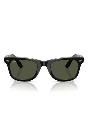 Ray-Ban 52mm Square Sunglasses in Black On Transparent /Green at Nordstrom