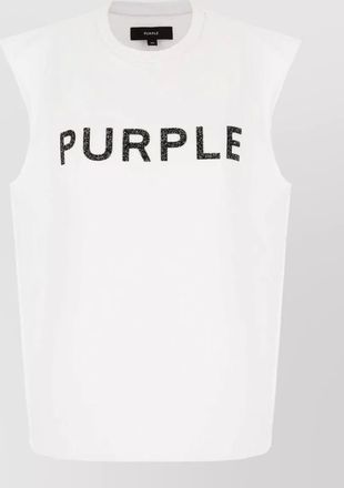 Purple cotton top sleeveless crew neck design