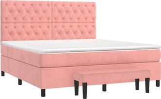 vidaXL Vidaxl - Cama Box Spring Con Colch&oacute;n Terciopelo Rosa 160x200 Cm