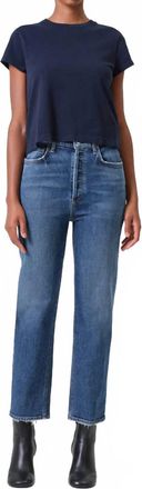 A Gold E 90s Pinch Waist Crop Jeans In Blue