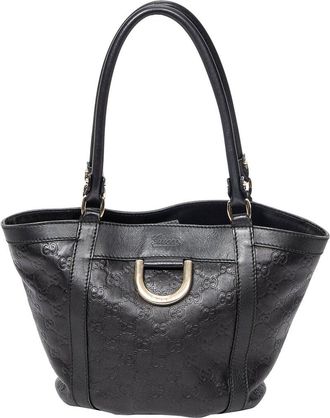 Gucci Black Guccissima Leather Abbey D-Ring Bucket Tote (Authentic Pre-Loved)
