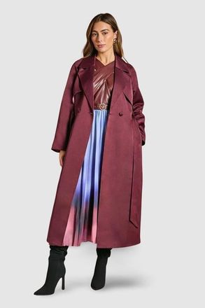 Coast Satin Occasion Belted Trench Coat in Malbec at Nordstrom, Size 14