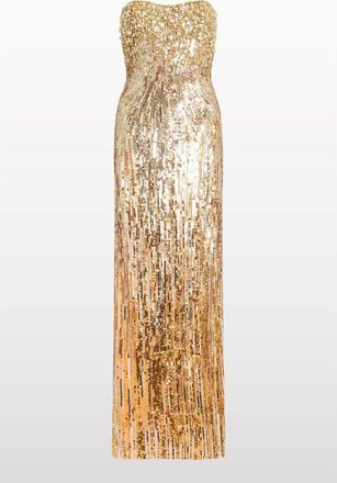 Jenny Packham Cesonia Embellished Strapless Maxi Dress in Illusion at Nordstrom, Size 12 Uk