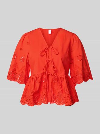 Vero Moda Regular Fit Bluse mit Lochstickereien Modell Cornelia in Rot, Gr&ouml;&szlig;e 38