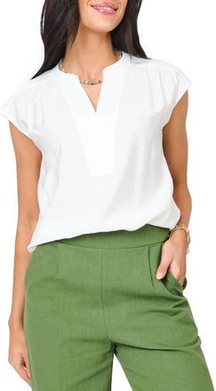 Gibsonlook Split Neck Cap Sleeve High-Low Top in White at Nordstrom, Size Xx-Small