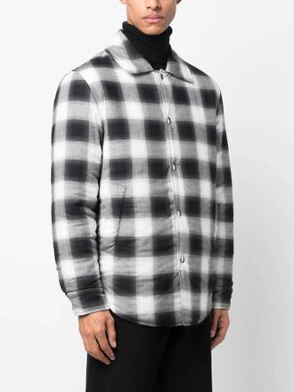 Sandro Grunge Check Overshirt Jacket In Black/white