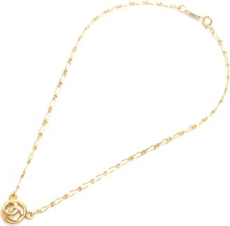 Chanel 1982 halsketting met CC-hanger - Goud