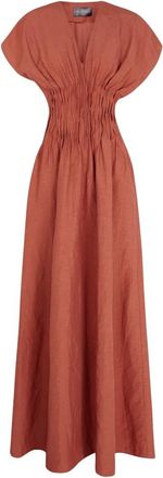 Cortana Elena Dress - Dames - Maxi kleedjes - Rood - S - Linnen - Kleedjes