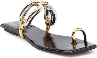 Jeffrey Campbell Guilded Slide Sandal in Black Patent/Gold/Silver at Nordstrom, Size 6.5