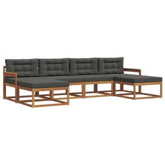 vidaXL Conjunto De Sof&aacute;s De Exterior 6 Pcs Natural Y Antracita Vidaxl