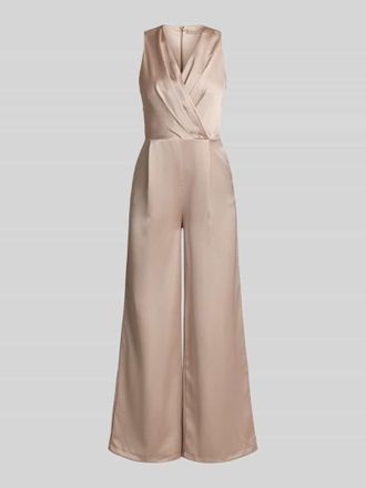 Rinascimento Rinascimento Jumpsuit aus Satin mit V-Ausschnitt in Beige, Gr&ouml;&szlig;e XL