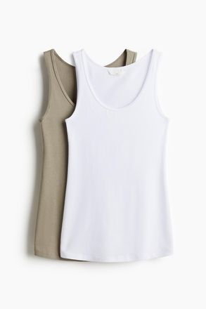 H&M MAMA 2er-Pack Baumwoll-Tanktops - Green