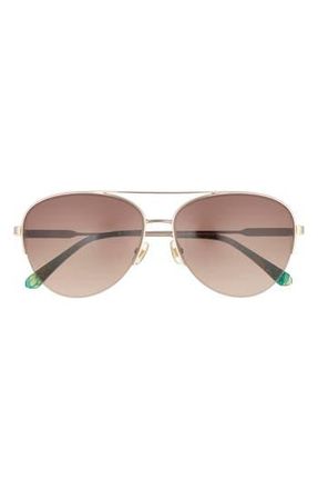 Kate Spade New York Janece 58mm Aviator Sunglasses in Gold Green at Nordstrom Rack