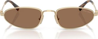 Miu Miu 52mm Irregular Sunglasses in Pale Gold/dark Brown at Nordstrom