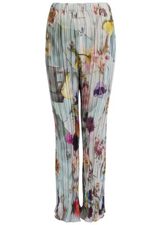 Julia Heuer Daliah Crushed Printed Pleated Trousers - Blue - S/M (UK10-12 / M)