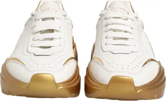Dolce & Gabbana White Gold DAYMASTER Leather Sneakers Womens Shoes (Pre-Owned)