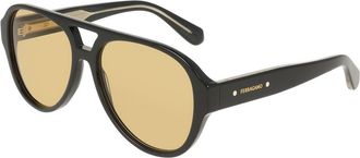 Ferragamo SF2147S 009 Mens Sunglasses Black Size 58