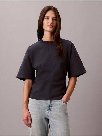 Calvin Klein Jeans Calvin Klein Womens Logo Jacquard Boxy T-Shirt - Blue - XS