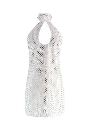 Amen White Rhinestone-Embellished Mini Dress Size XS
