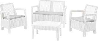 Keter Conjunto De Jard&iacute;n Exterior Tarifa Lounge Sof&aacute; + Sillones + Mesa Color Grafito Resina Alta Resistencia Terraza Sillas - Keter