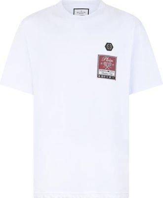 Philipp Plein Round Neck T-Shirt Tennis Society Label Men in White at Nordstrom, Size Xx-Large