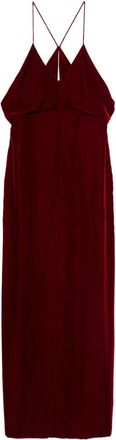 Tom Ford Velvet V-Neck Maxi Dress - Womens - Cupro/Viscose/Silk