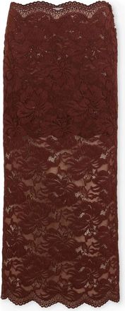 Paco Rabanne Kaneelbruine Kant Midi Rok - Dames - Midirokken - Bruin - S - Rokken