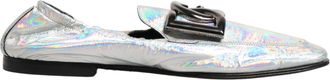 Dolce & Gabbana Silver DG Logo Holographic Leather Loafers Mens Shoes (Pre-Owned)