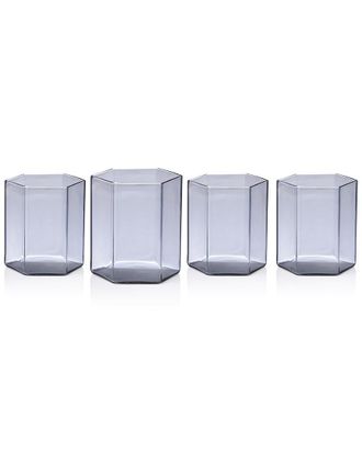 Godinger Set Of 4 Helix Smoke Double Old Fashion Glasses