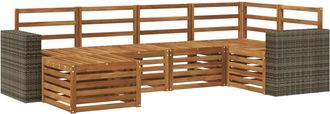 vidaXL Conjunto De Sof&aacute;s De Exterior 6 Uds. Natural Poli&eacute;ster Vidaxl
