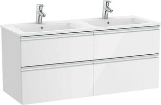 Roca Pack Unik mueble de 4 cajones + lavabo doble THE GAP - ROCA Color: Blanco brillo