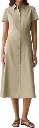 Theory Short Sleeve Midi Shirt Dress In Soft Taupe