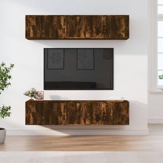 vidaXL Vidaxl - Set De Muebles De Tv 6 Pzas Madera Contrachapada Roble Ahumado