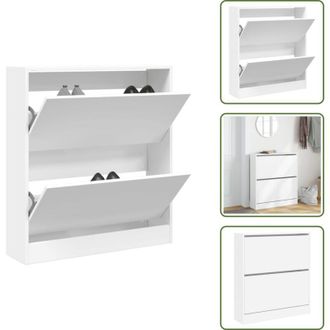 vidaXL Scarpiera salvaspazio - vidaXL Scarpiera Bianca 80x21x87,5 cm in Legno Multistrato - Scarpiera con cassetti