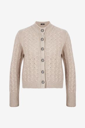 Gran Sasso Kurzer gekn&ouml;pfter Zopfstrick-Cardigan aus Kaschmir