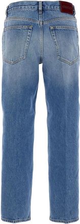 Gucci Womens Blue Jeans With Logo Patch And Faded Effect Fabric